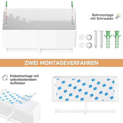 YYBO Hundegarderobe mit ablage, Hundeleinen Halterung Wand, Hunde Garderobe für Hundezubehör Hundeleine, Hundespielzeug & Halsband Aufbewahrung, Metall Schlüsselbrett (Weiß)