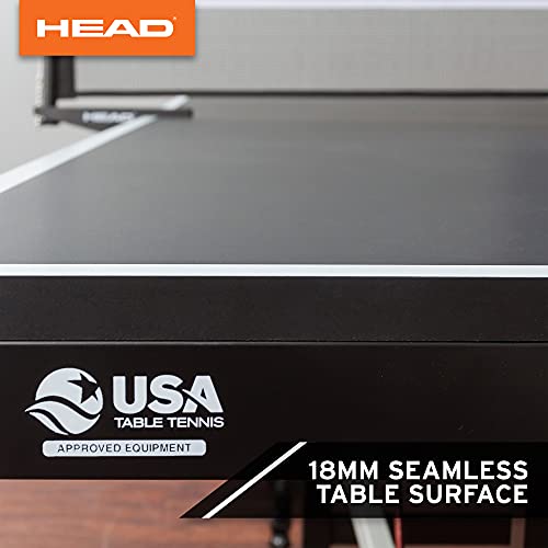 Image of HEAD Summit USA Indoor Table Tennis Table, Competition Grade Net, 10 Minute Easy Set Up - Ping Pong Table with Playback Mode