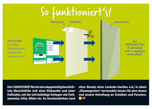 Cardpicker CARDPICKERflex - Parkausweis Halter Folie selbsthaftend Laminierung Windschutzscheibe Parkausweishalter NEUHEIT!