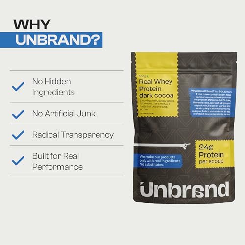 Image of Unbrand Real Whey Protein Powder | Dark Cocoa Flavor | 24 g Protein Per Scoop | Isolate & Concentrate Blend | Easy Digestion | No Preservatives | 500 gram