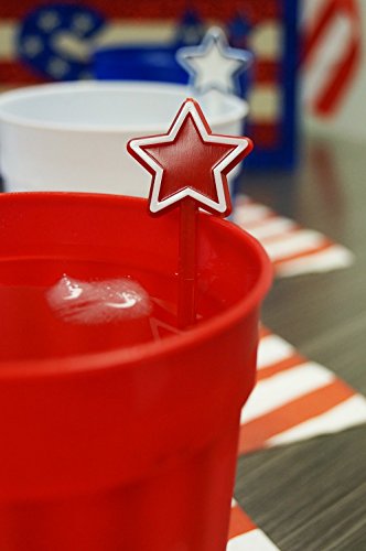 6" Patriotic Star, Usa Themed Swizzle Sticks, 24 Ct, Made In Usa (Red, White, Blue) #TOP3