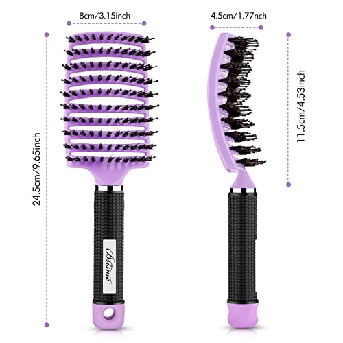 Hair Brush, Boar Bristle Hair Brushes For Women Men Kids, Curved Vented Styling Hairbrush Faster Blow Drying, Paddle Detangler Brush For Wet Dry Curly Thick Hair Smoothing Massaging Detangling(Purple) #TOP6