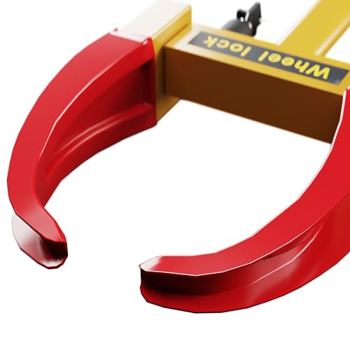 Relaxdays Radkralle für PKW, Parkkralle Sicherheitsschloss, Anhänger & Wohnwagen, Diebstahlschutz Auto, Stahl, gelb-rot