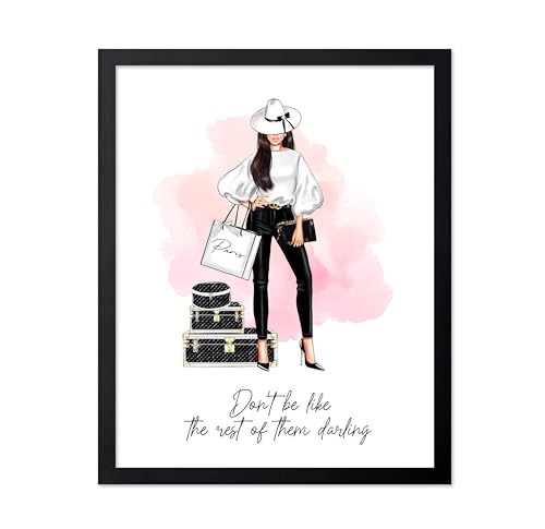 Image of Poster Master Don't Be Like The Rest of Them Darling Poster - Fashion Print - Positive Quote Art - Trendy Art - Gift for Women & Fashionista - Decor for Bedroom or Girls Room, 8x10 Black Framed