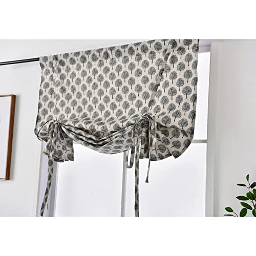 Roman Shades Window Blinds Tie Up Curtain With Attached Valance For Kitchen Adjustable Tie-Up Curtain Light Filtering Rod Pocket Drapes #TOP5