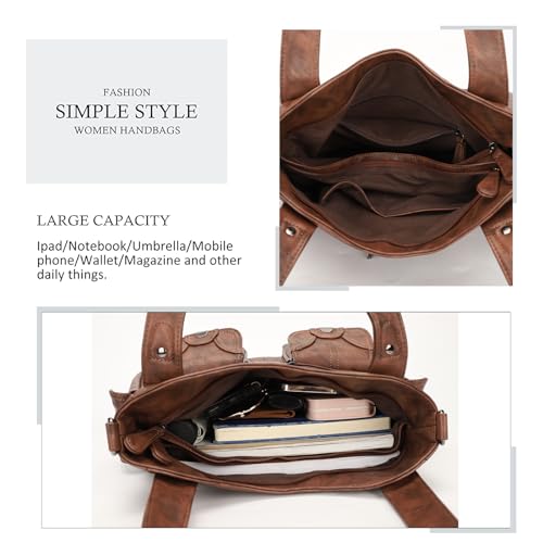 Bolso de hombro grande para mujer en cuero PU con múltiples bolsillos miniatura 4