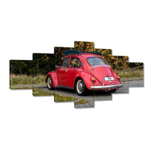 Toile voiture classique rouge 210x100 cm pour réveiller un mur blanc