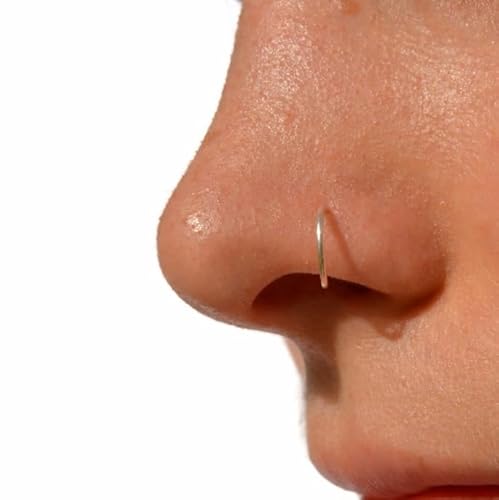 Cool Mom's Closet Sterling Silver Hoop for Nose Piercing | Single Hoop for Conch Helix Silver Piercing Jewelry Piercing Daith Earring | Handmade in FL (Sterling Silver, 8 mm)