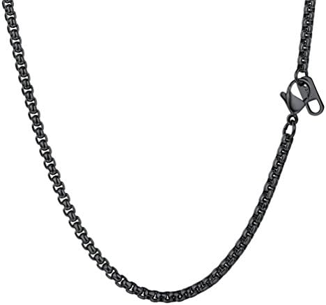 PROSTEEL 3mm Box Chain Necklace Men, withLobster Clasp, 316L Stainless Steel/Gold Plated/Black Color, 18/20/22/24/26/28/30/32 Inches (Send Gift Box)