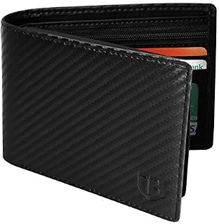 BIAL Mens Wallet, RFID Blocking Wallet, Wallets Mens, Bifold Wallet, Flip Wallet, Wallets for Men, Slim Bifold Wallet, 2 ID Window Wallet, Superfine Fiber PU Synthetic Leather (Black)