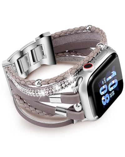 Bracelet Apple Watch bohème en cuir multi-enveloppant pour séries 9 8 7