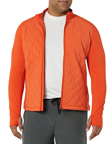 Amazon Essentials Men's Performance Stretch Quilted Active Jacket, Orange, X-Small #TOP2