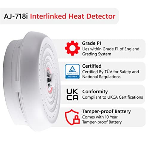 SAFE TECH Home Interlinked Smoke Heat Alarms, with Remote Control and Tamper-Proof 10 Year Battery-4 Pack - Image 3