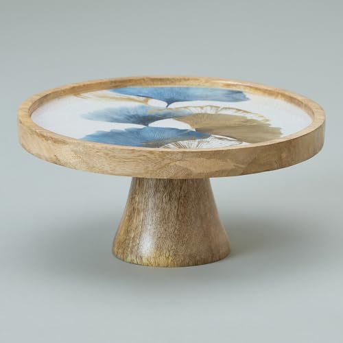 Image of Saaga Wooden Cake Stand | Elegant Dessert Display Stand | Perfect for Parties & Celebrations, Elegant Design| Perfect for Parties, Gatherings - Blue