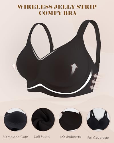Image of Wireless Bras for Women Soft Support Seamless Bras V Neck Comfort Push Up Bralettes No Underwire Bras