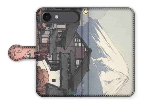 手帳型 iPhone17 Air互換 スマホケース 【アートシリーズ】 吉田博 ☆新版画☆ 浮世絵 絵画 芸術 アート 風景画 (富士拾景 船津)
