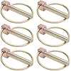 6Pcs 3/8 Inch Heavy Duty Lynch Pin with Ring, Round Linch Pins Assortment Kit Lock Pin Clips for Farm Tractors, Trucks, Trailers, Mowers (3/8 x 1-3/4 Inch)