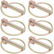 6Pcs 3/8 Inch Heavy Duty Lynch Pin with Ring, Round Linch Pins Assortment Kit Lock Pin Clips for Farm Tractors, Trucks, Trailers, Mowers 3/8 x 1-3/4 Inch