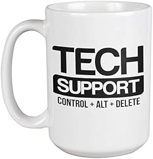Tech Support. Control-Alt-Delete. Funny Techie Coffee & Tea Mug For Women, Men, Customer Service Representative, Boss, Workmates, Software Engineers, IT Computer Help Desk, And Coders (15oz)