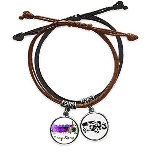 Bracelet Chine Hong Kong Aquarelle en cuir : le cadeau parfait pour voyageurs