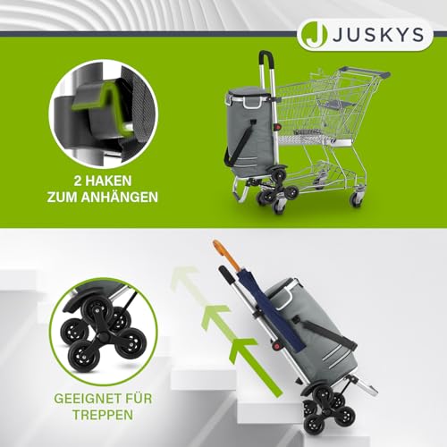 Juskys 3in1 Einkaufstrolley für Treppen - 56 L, modern & klappbar - Treppensteiger Trolley zum Shopping - Sackkarre & Tasche - Trolli Grau – Bild 6