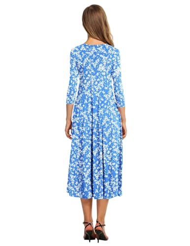 Image of HOTOUCH Women's 3 /4 Sleeve A-line and Flare Midi Long Dress