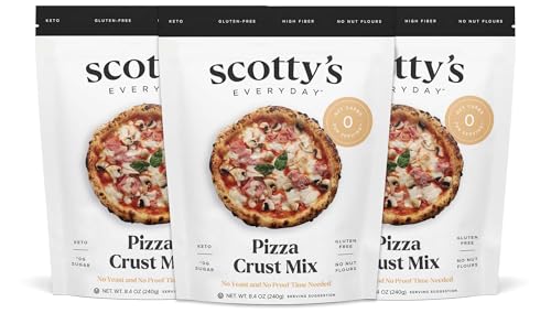 Scotty's Everyday - Keto Pizza Crust Mix - 0g Net carbs, 0g Added Sugar, Gluten-Free, High Fiber - No Nut Flours - 8.4oz, Pack of 3