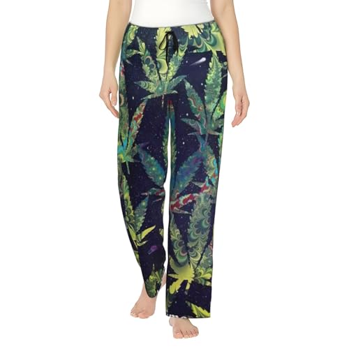 Pantalon de pyjama marijuana avec poches en textile doux et respirant pour femme