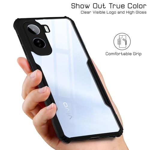 Image of Jkobi Hybrid Back Cover Case for Vivo T5 Pro 5G (Shockproof with Polycarbonate Clear Panel | Professional Black)