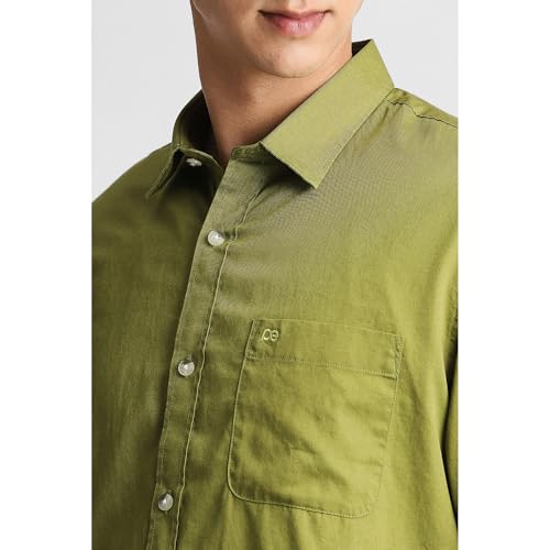 Image of Peter England Men's Slim Fit Full Sleeve Casual Shirt in Twill Weave Cotton