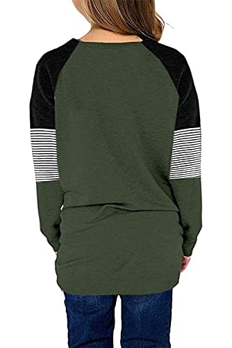 Image of SELINK Girls Big Kids Long Sleeve Striped Color Block Pocket Tees | Casual Loose Fit With Side Pockets,Soft Stretch Polyester Blend For Big Girls Daily&Back To School Wear