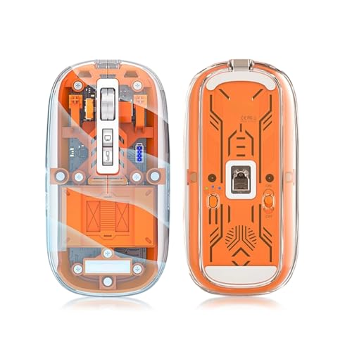 Mouse De Computadora, Personal Computer Yoidesu Ratón Inalámbrico Bluetooth, BT5.1 2.4G Ratones de Juego Mecánicos de Modo Dual Ratón Silencioso Completamente Transparente, Ratón de Computadora...