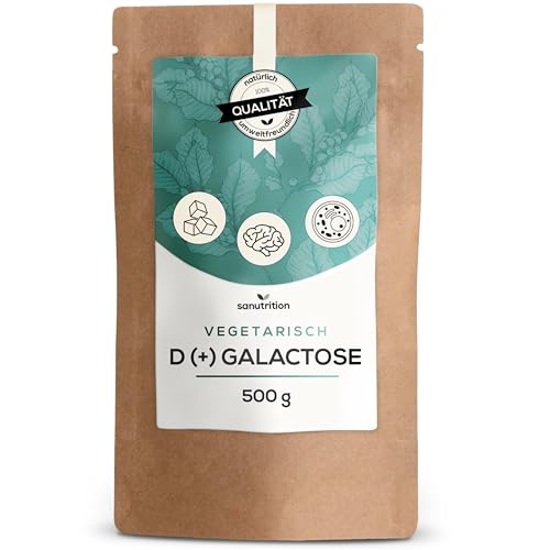 D(+) Galactose Pulver | 500 g Beutel | Qualität aus Österreich | Schleimzucker | Vegetarisch | Reinheitsgrad von 99% | Sanutrition
