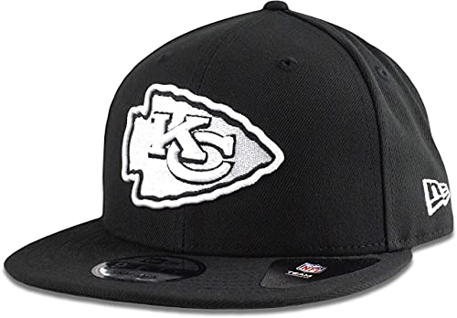 New Era Exclusive Men's Chiefs Kansas City Adjustable Cap Hat One Size Fit Most Snapback/Velcro/Bucle Closure (Black White Logo Snapback)