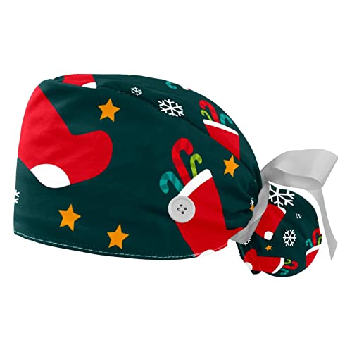 Chapeaux de travail respirants JDEZ à motif bas de Noël et flocons de neige (lot de 2)