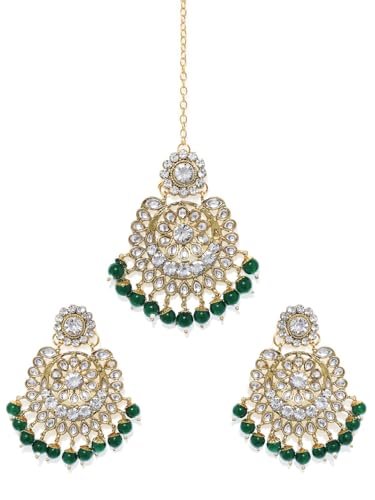 Juego de joyas Kundan chapado en oro verde el regalo perfecto de latón DMZ-2145 S