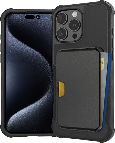 Image of Smartish iPhone 16 Pro Max Magnetic Case with MagSafe Wallet - Gripzilla - Magsafe Compatible Armor Grip Cover + Detachable Magnetic Credit Card Holder - Black Tie Affair