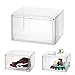 Caja de zapatos transparente apilable para zapatos, cajas de zapatos plegables transparentes, zapatero, almacenamiento de zapatos de plástico para zapatos de hasta 36 x 29 x 22 cm