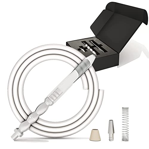 RMAN Shisha Schlauch Komplettset inkl. Mundstück & Knickschutz Universal Silikonschlauch (150cm) für Shisha & Wasserpfeife Hochwertiges Zubehör Set - Weiß