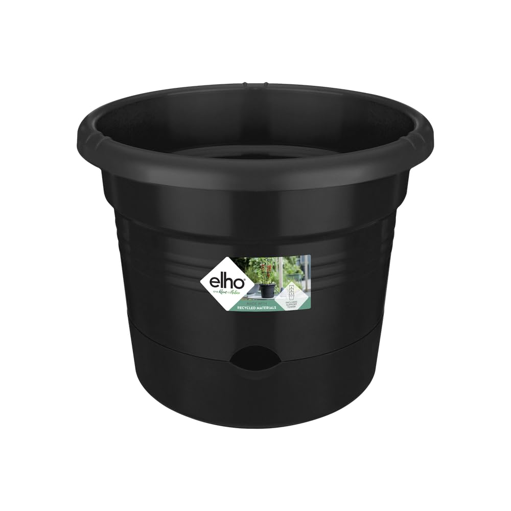 elho Green Basics Tomato Pot 33 - Flower Pot for Outdoor & Grow your Own - Ø 33.5 x H 26.0 cm - Black/Living Black