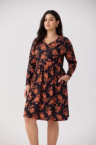 Image of RITERA Plus Size Dresses for Curvy Women Summer Spring Womens Dress V Neck Short Sleeve Casual Dress with Pockets XL-5XL
