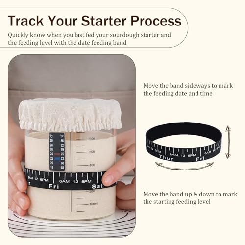 Image of Sourdough Starter Jar Kit, 26 oz Wide Mouth Sour Dough Jars Glass | Sourdough Bread Baking Supplies, Sourdough Tools for Beginners and Pro, Dishwasher-Safe, Borosilicate Glass, 2 Pack
