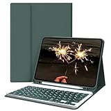 Keyboard Case for iPad Mini 5/4/3/2/1 (7.9-Inch, 2019/2015/2014/2013/2012 Model) with Keyboard-Backlit Detachable, Folio Cover with Pencil Holder with Auto Sleep/Wake Function Dark Green
