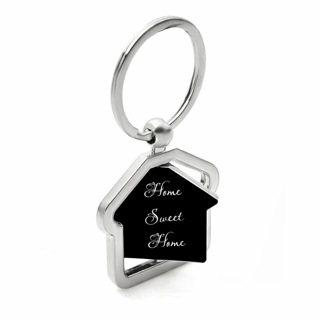 Giftana Home Sweet Home Keychain for Men & Women, 360 Degree Rotating Keychains, House Design Metal Key Chains Keyring Real Estate Gifts Buying & Selling Keychain,Housewarming Gifts, Silver