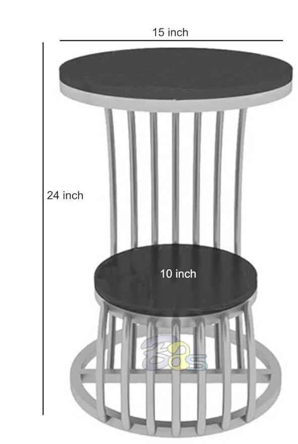 Image of Farmhouse Accent Coffee Table Simple Bedside Cabinet Small Round Table MDF Top Metal Table Living Room Sofa (Rosegold Black)