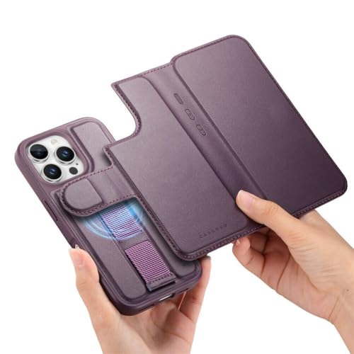 Étui en cuir iPhone 16 violet chic avec fermeture aimantée - 4