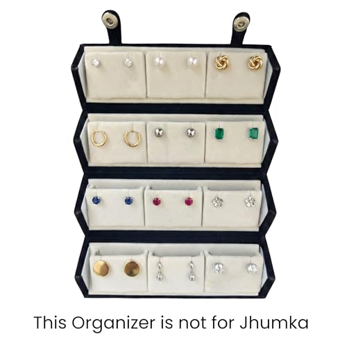 Image of Urban Sprout Earring Organizer Box for Women - Jewelry Box with 12 Pairs of Earrings Storage Organiser for Studs, hoops and Accessories - Gift Box for Women