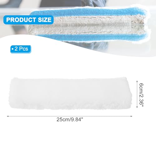 Image of MECCANIXITY Microfiber Scrubber Replacement Head 9.84 Inch for Window Glass Marble Wall Home Bathroom, White Pack of 2
