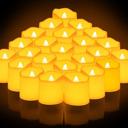 Candle - 24 Pack Flameless Candles, Tea Lights Led Battery Operated, 200+Hour Fake Electric Candles TeaLights for Votive, Wedding Decor, Aniversary, Funeral, Holiday Party, Halloween, Christmas