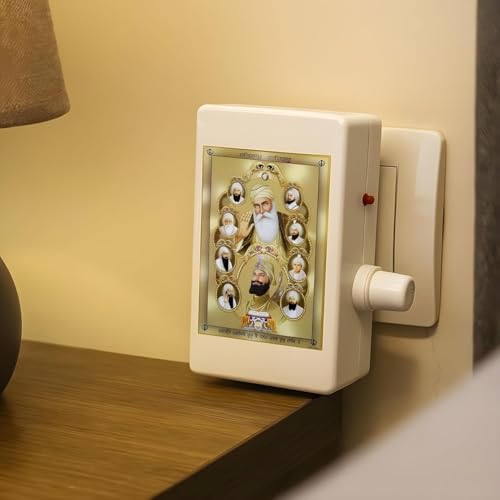 Image of Waheguru Simran Mantra Chanting Box - 14-in-1 Gurbani Audio Meditation Speaker with Glowing Spiritual Image for Home, Prayer Room & Office